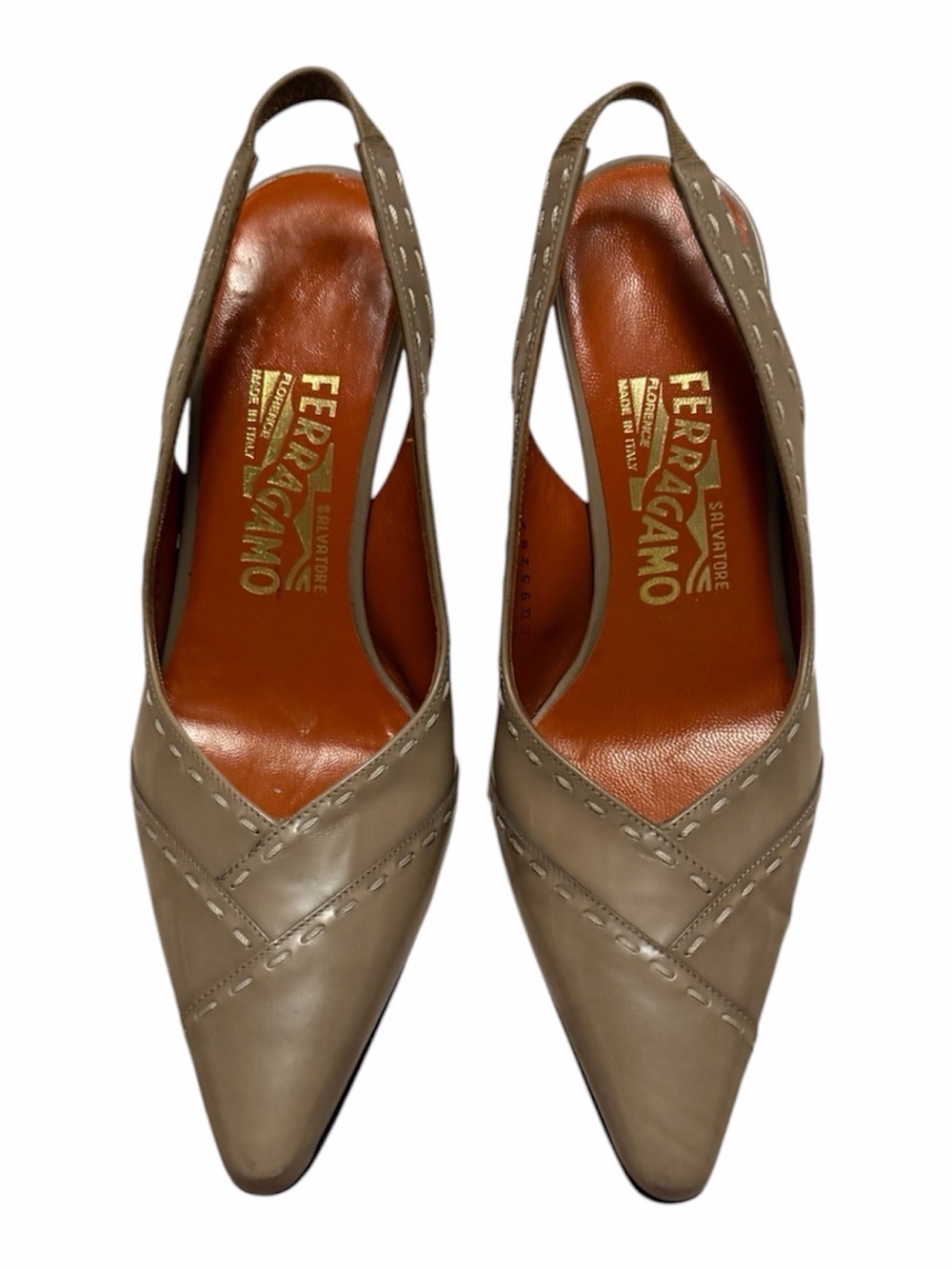 Vintage Salvatore Ferragamo Leather Slingback Pumps